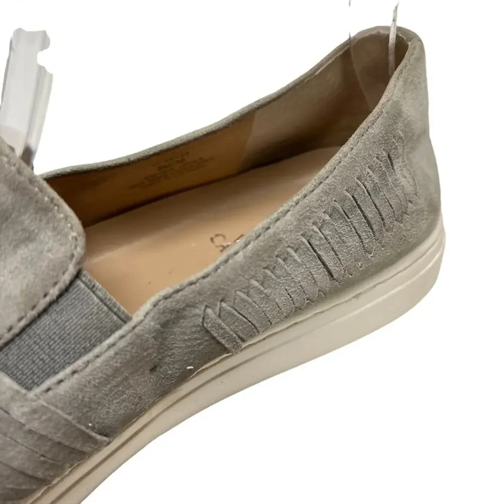 VINCE CAMUTO BEYZA Genuine Leather Gray Woven Suede Flats Loafers Shoes sz 8 M